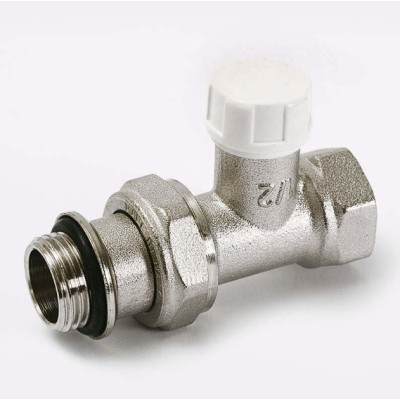 Клапан / вентиль ручной НВ 1/2 прямой обратный быстрого монтажа никелированный с разъемным соединением