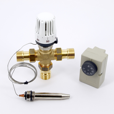 Клапан НН 3/4, 3-ходовой, зональный, с термоголовкой, погружным датчиком и контактным термостатом