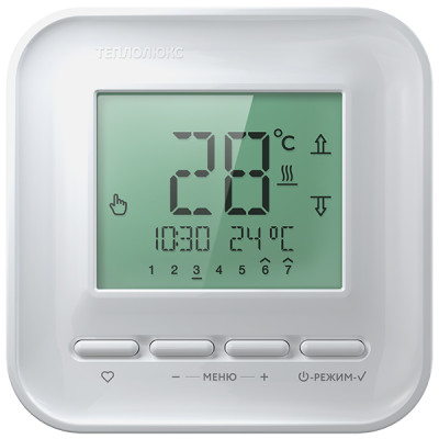 Термостат Теплолюкс TP 515 цифровой с дисплеем белый с индикацией температуры режимов работы включения датчиков для электрического теплого пола