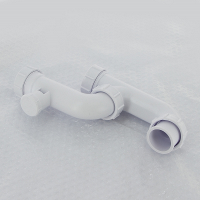 Сифон трубный Р-образный 1 1/2 х 40 мм с ревизией и вентилируемым клапаном, H=75 мм, выход компрессионный