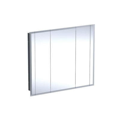 Зеркальный шкаф ONE 115 х 100 х 16 см, с подсветкой и тремя дверями, меламин/матовый алюминий