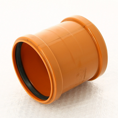 Муфта канализационная двойная KGMM 110 НПВХ поливинилхлорид оранжево-коричневый RAL 8023