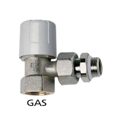 Клапан / вентиль ручной НВ 1/2 угловой, никелированный с разъемным  соединением для радиатора, белый