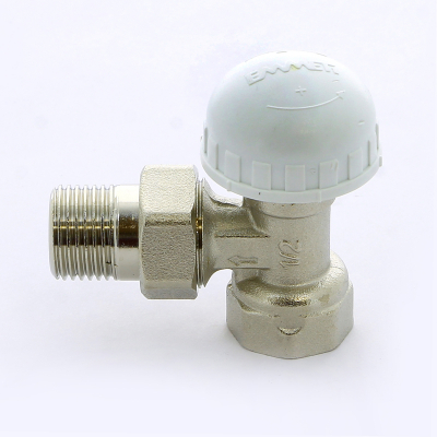 Клапан / вентиль термостатический НВ 1/2, угловой, подающий с разъемным соединением под стальные трубы