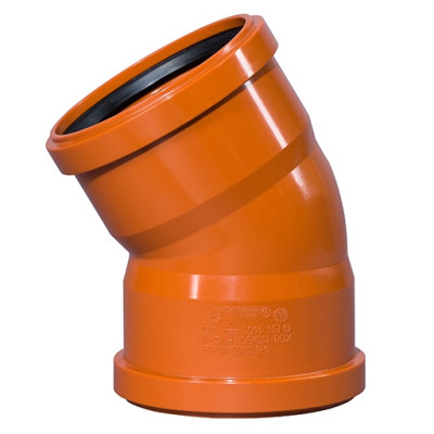 Отвод канализационный двухраструбный KGBD 2M 110 x 15 НПВХ поливинилхлорид оранжево-коричневый RAL 8023