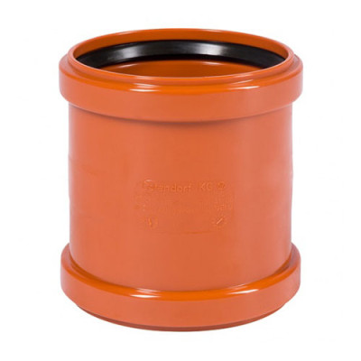 Муфта канализационная двойная KGMM 200 НПВХ поливинилхлорид оранжево-коричневый RAL 8023