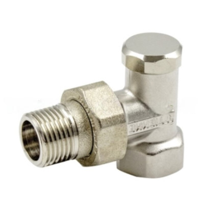 Клапан / вентиль ручной НВ 1/2 угловой обратный с разъёмным соединением, никелированный