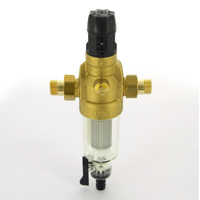 Фильтр промывной Protector mini HWS 1/2 100 мкм для холодной воды, с редуктором давления, пластиковая колба