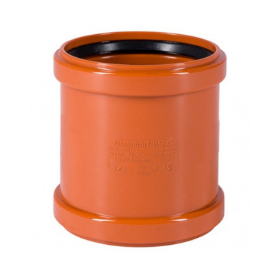 Муфта канализационная двойная KGMM 160 НПВХ поливинилхлорид оранжево-коричневый RAL 8023