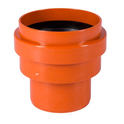Переход канализационный на гладкий конец бетонной трубы KGUS 110 НПВХ поливинилхлорид оранжево-коричневый RAL 8023