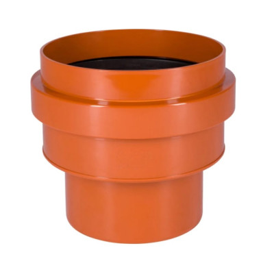 Переход канализационный на гладкий конец бетонной трубы KGUS 125 НПВХ поливинилхлорид оранжево-коричневый RAL 8023