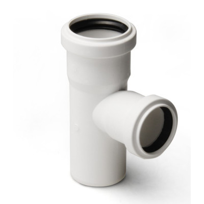 Тройник канализационный 75 x 50 - 87° полипропилен белый Stilte