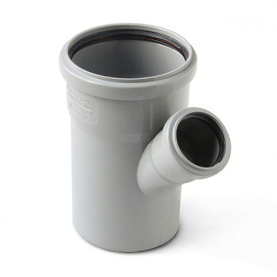 Тройник канализационный Comfort 110 x 50 - 45° полипропилен серый
