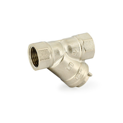 Фильтр косой латунный ВВ 3/4 600 мкм с отверстием для пломбировки, никелированный