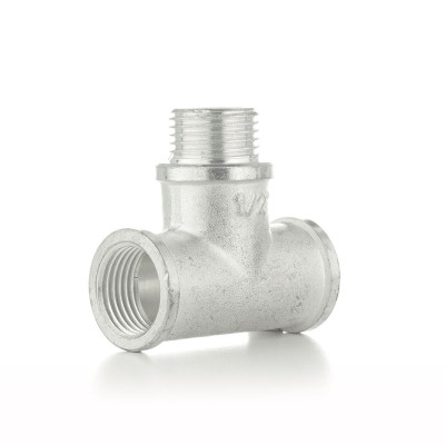 Тройник резьбовой латунный Metalit ВНВ 1.0 прямой никелированный