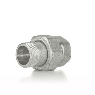 Разъемное соединение латунное американка Metalit НВ 1.1/2 прямое никелированное с плоским уплотнением