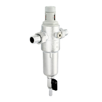 Фильтр промывной с редуктором давления ВВ 1/2 1-6 бар PN25 с манометром