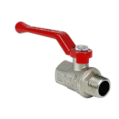 Кран шаровой латунный PREMIUM для ВОДЫ 1/2 ВР/НР рычаг, НИКЕЛИР-Й 11Б27фт1М (48/12)