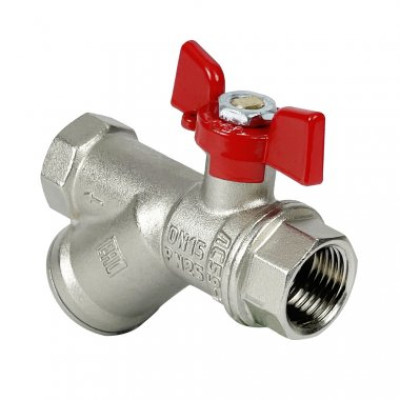 Кран шаровой с фильтром PREMIUM для ВОДЫ 1/2 ВР/ВР, бабочка, НИКЕЛИР-Й 11Б27фт1М (48/12)