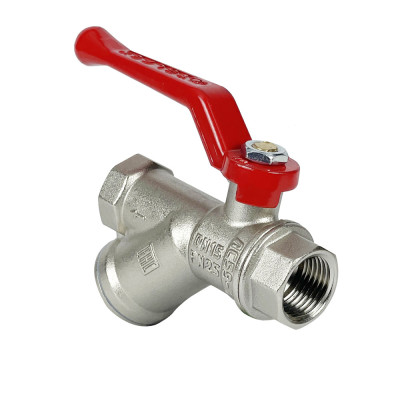 Кран шаровой с фильтром PREMIUM для ВОДЫ 1/2 ВР/ВР, рычаг, НИКЕЛИР-Й 11Б27фт1М (48/12)