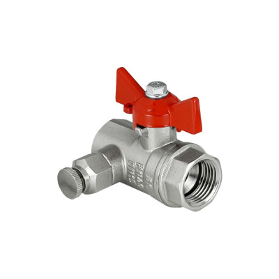 Кран шаровой N/P59 для ВОДЫ  3/4 ВР/ВР c дренажем и воздух-ом, бабочка, VALFEX (48/12)