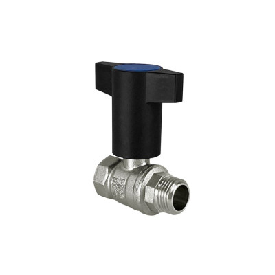 Кран шаровой N/P59 для ВОДЫ 3/4 ВР/НР Т-образн. синяя руч. латунный НИК-Й 11Б27фт1М (40/10)