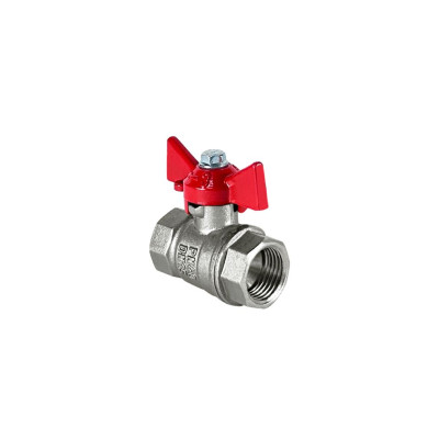 Кран шаровой N/P59 для ВОДЫ  1/2 ВР/ВР ручка-бабочка, латунный НИКЕЛИР-Й 11Б27фт1М (96/24)