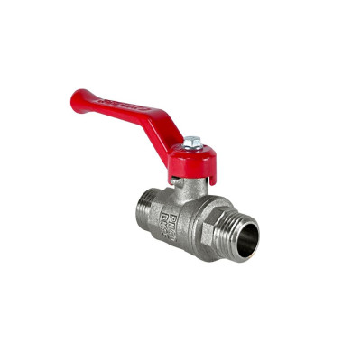 Кран шаровой N/P59 для ВОДЫ 3/4 НР/НР ручка-рычаг, латунный НИКЕЛИР 11Б27фт1М (56/14)