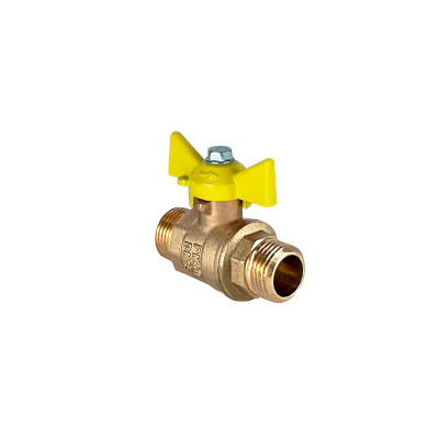 Кран шаровой N/P59 для ГАЗА 1/2 НР/НР ручка-бабочка, латунный 11Б27фтМ (96/24)