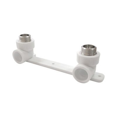 Водорозетка полипропиленовая PRO PP-R Н 1/2 x 25 двойная на планке белая