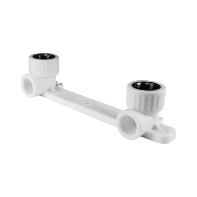 Водорозетка полипропиленовая STANDART PP-R В 1/2 x 25 двойная на планке белая